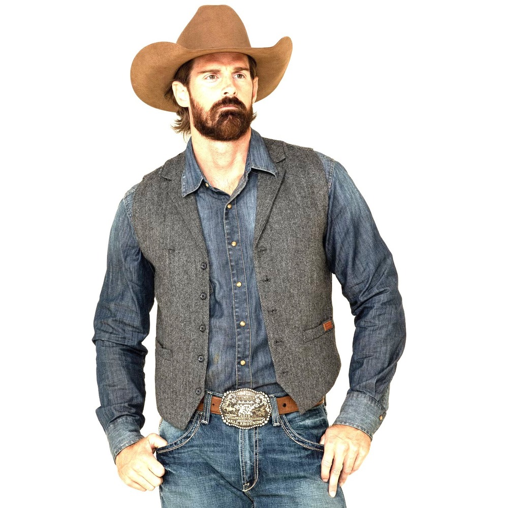 Outback Trading Company Jessie Vest Men's XL Charcoal Grey Wool Western Cowboy